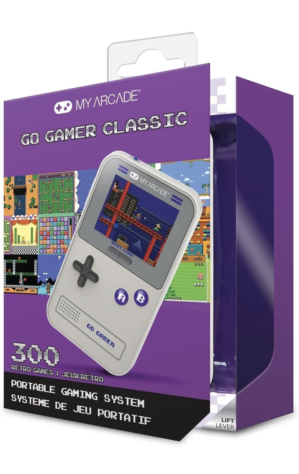 My Arcade Go Gamer Classic Handheld System 300 Games Gray/Purple Volume, Jack