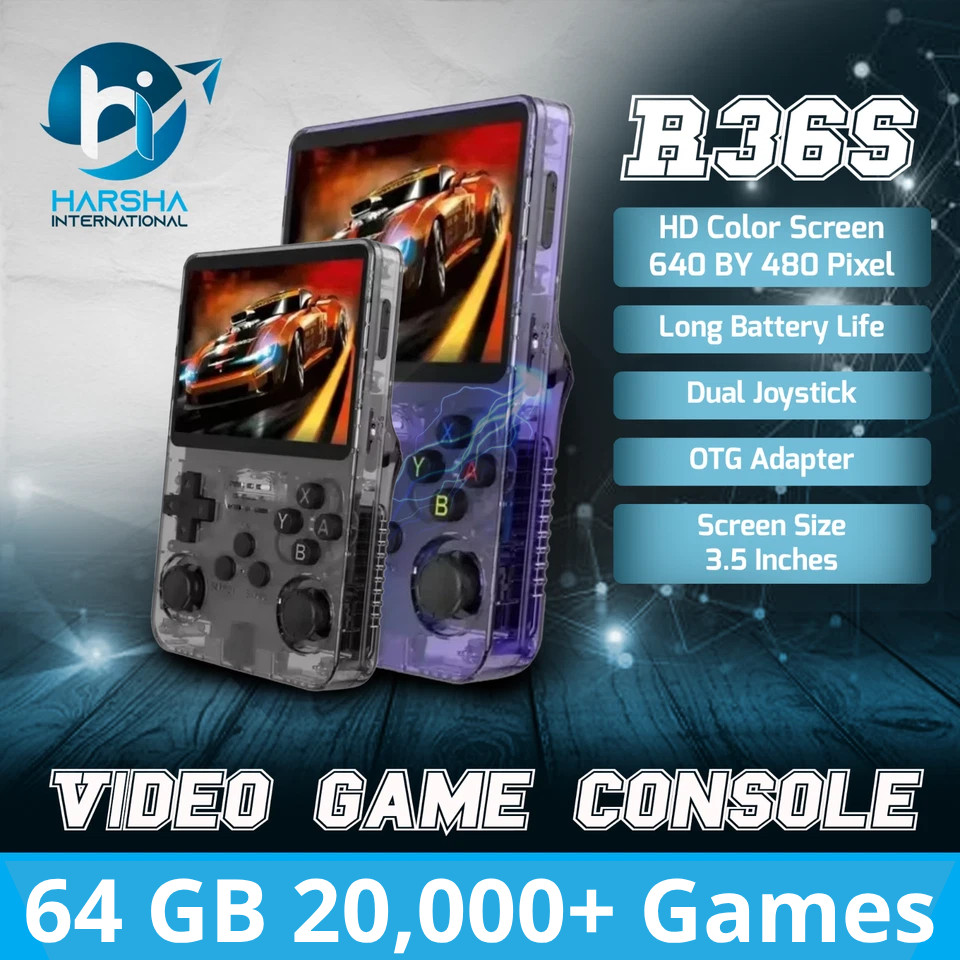 R36S Retro Handheld Video Game Console 64GB 20,000+ Games 3.5 Inch IPS Screen US