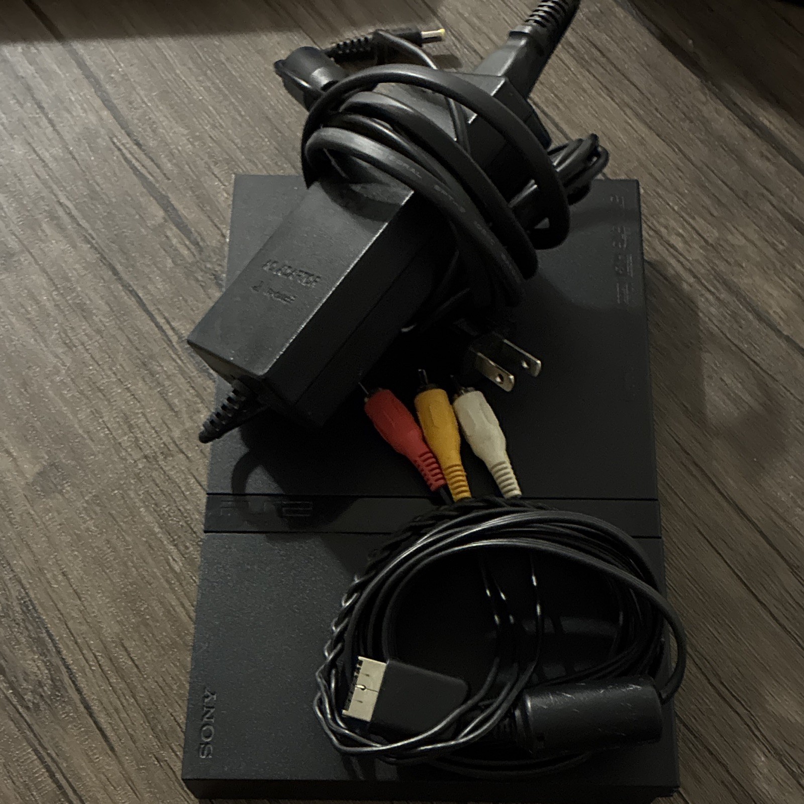 Sony PlayStation 2 Slim PS2 Black Console w/ Power & AV Composite RCA Cables