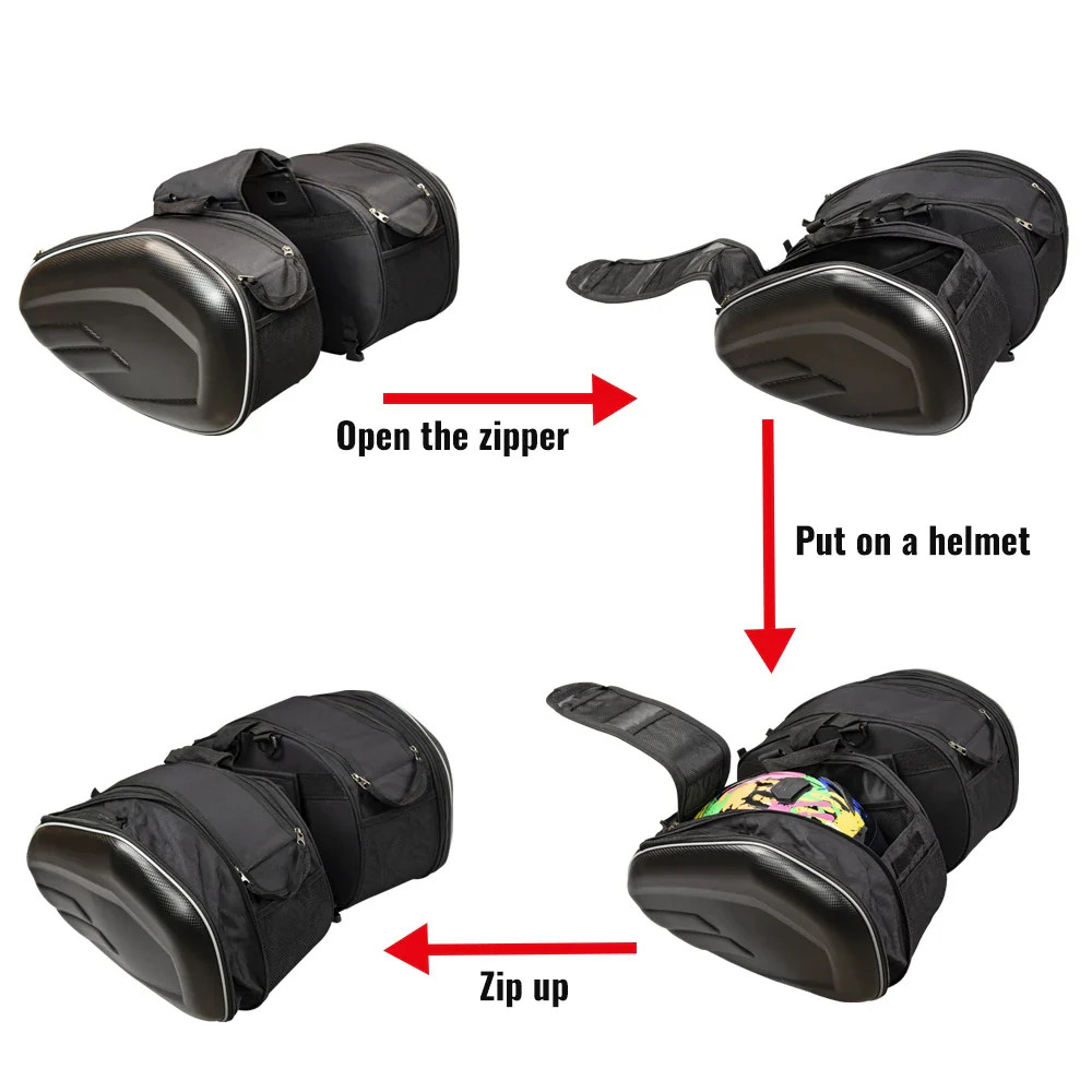 Universal Motorcycle Waterproof Racing Race Helmet Travel Bags Suitcase Saddleba