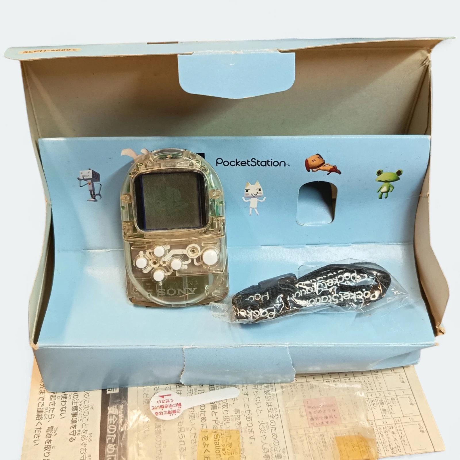 Vintage Sony 1999 PlayStation POCKET STATION SCPH-4000c Mini Game Console Clear