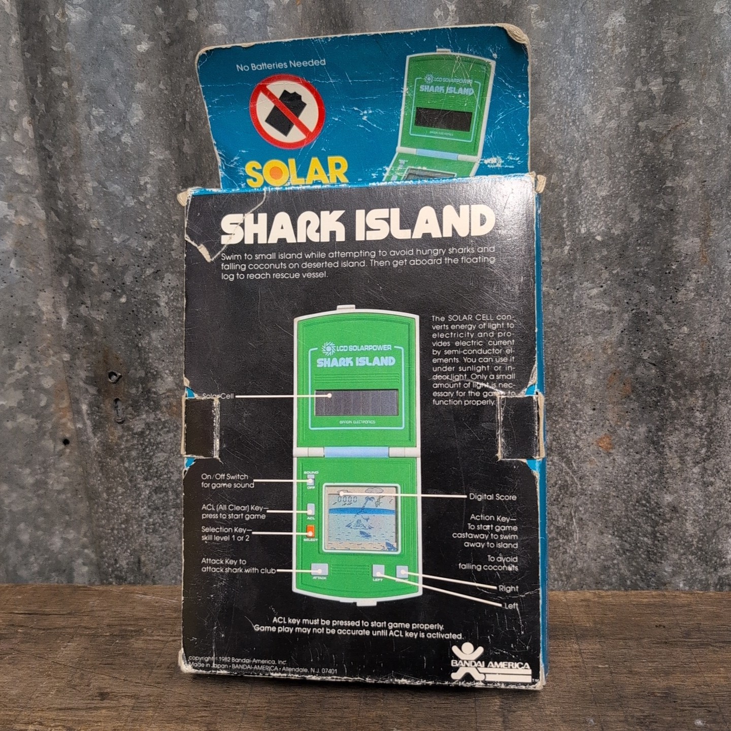 Solar Powered Shark Island Game Bandai Electronics VINTAGE 80s Handheld In Box