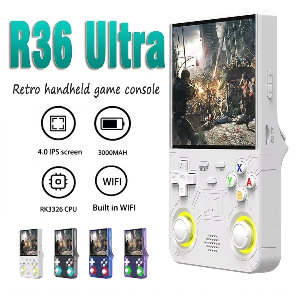R36 Ultra Retro Handheld Console 4″ IPS 720×720, WiFi, Linux, 20000+ Games HD