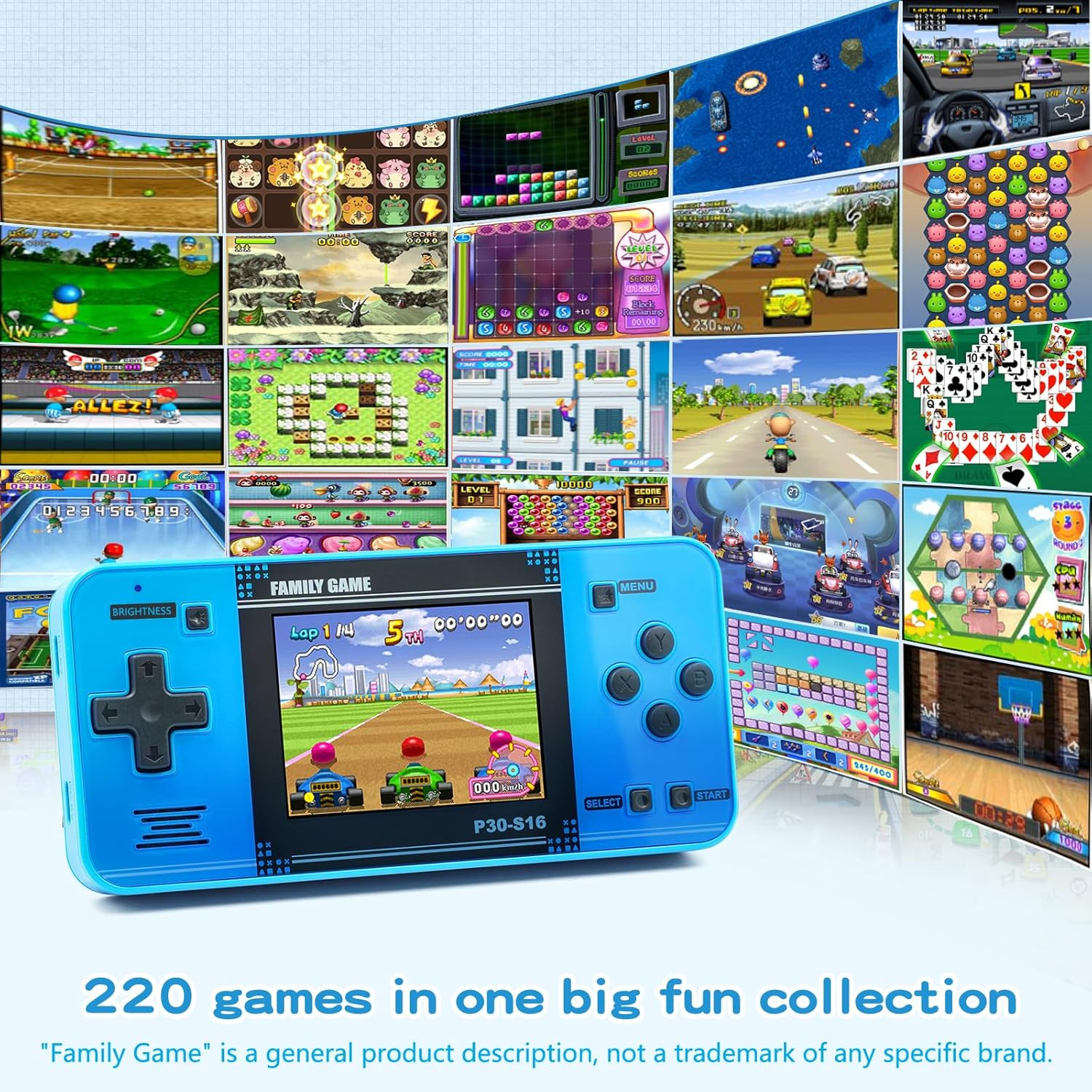 P30S Handheld Game Console for Kids – 220 Retro Games, 3.0” Screen, Rechargeable