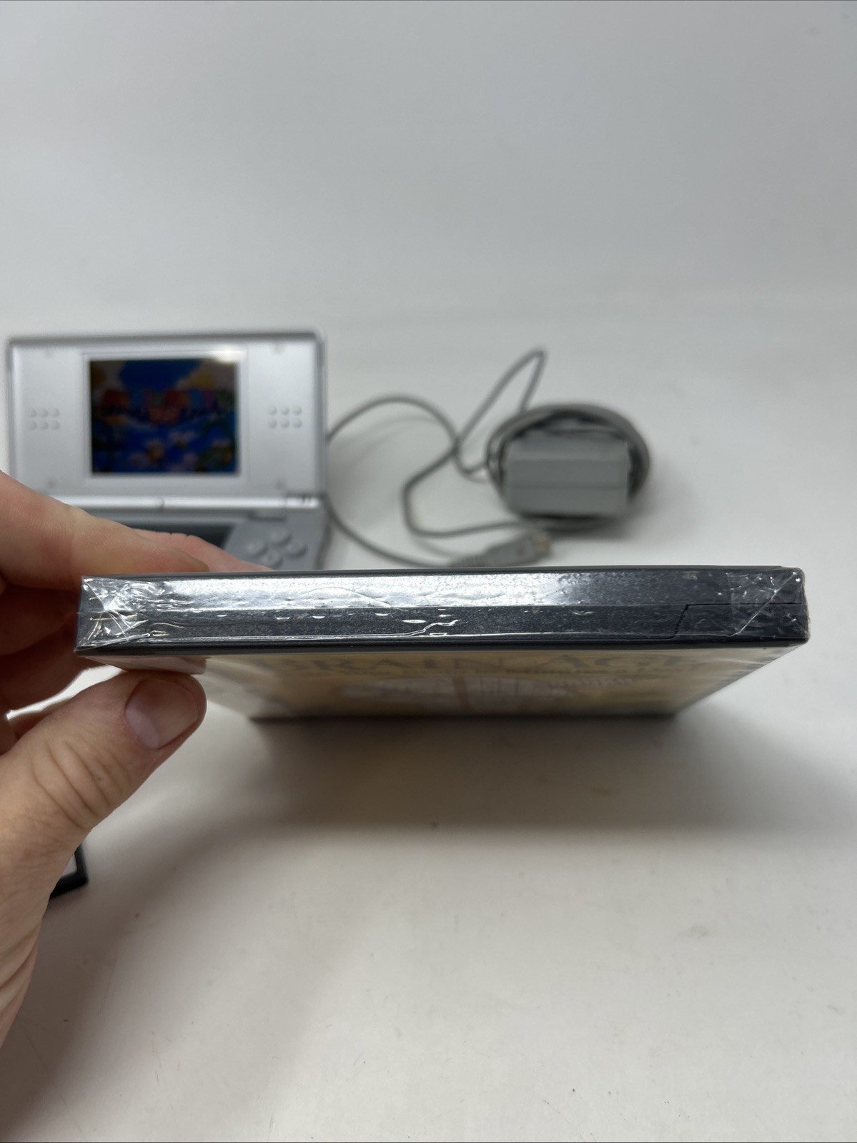Nintendo DS Lite Silver Handheld System w/ Mario Party, Mario Kart & Brain Age