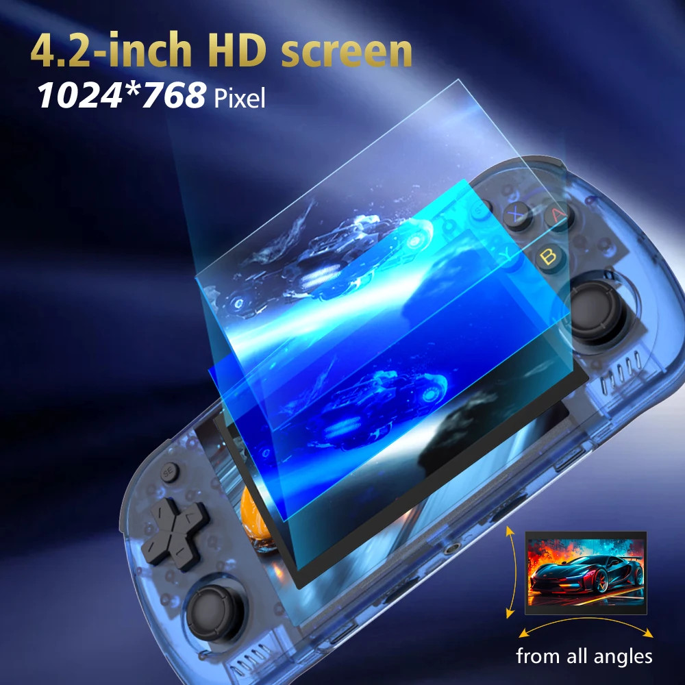 New 4.2 Inch R36H Pro Max Retro Game Console Handheld 1024*768 Big Screen Portab