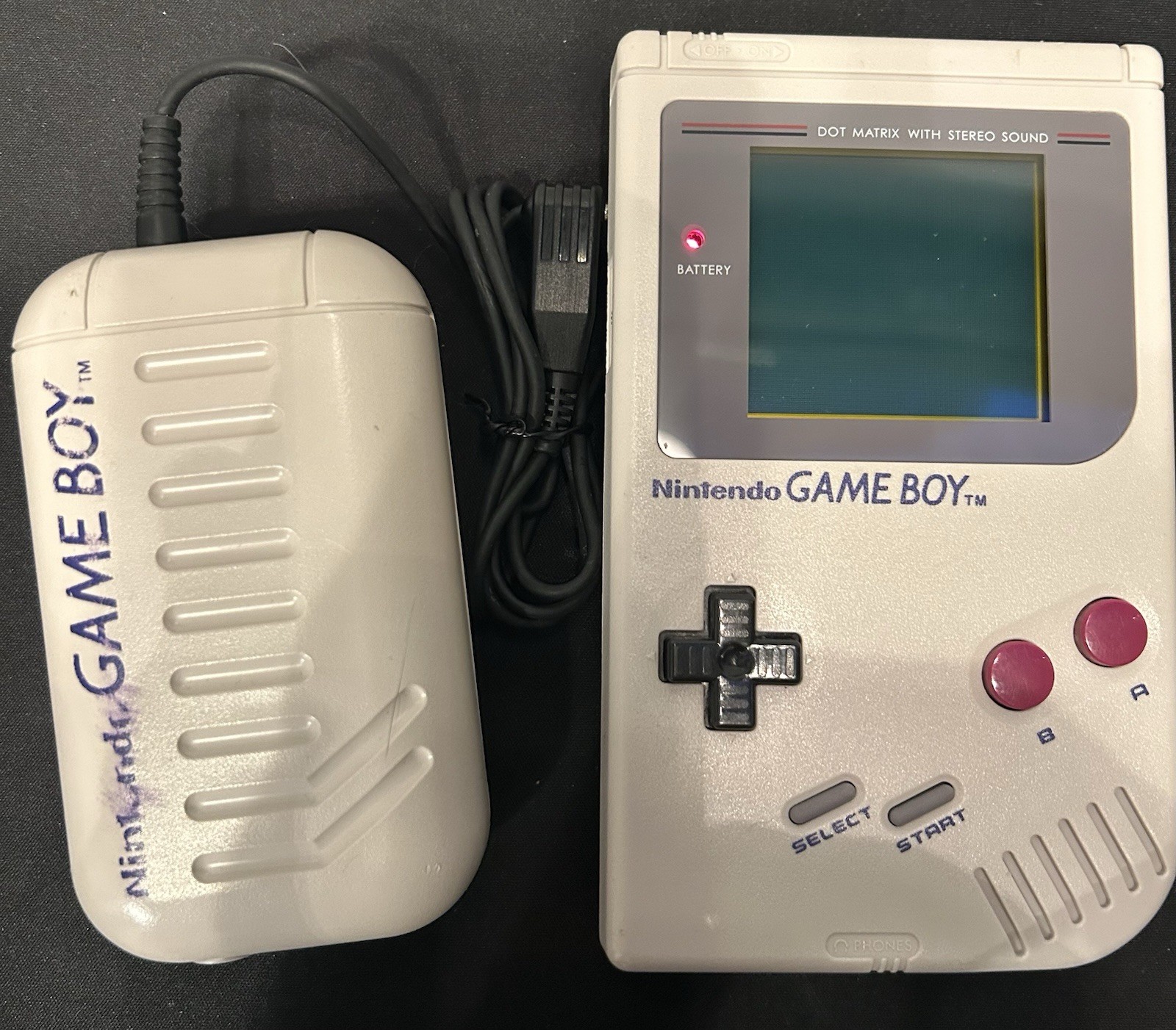 Nintendo Game Boy DMG-01 Gray Handheld Console – 2 Games, Power Pack, Light
