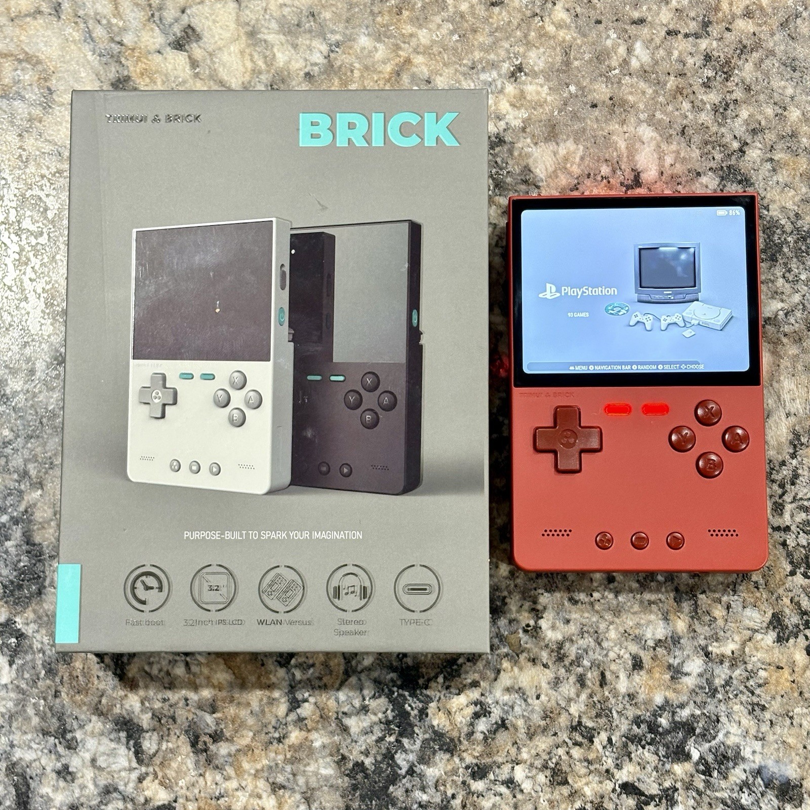 New Trimui Brick Gaming Handheld, New 64GB Card, Custom Loaded Ready To Play