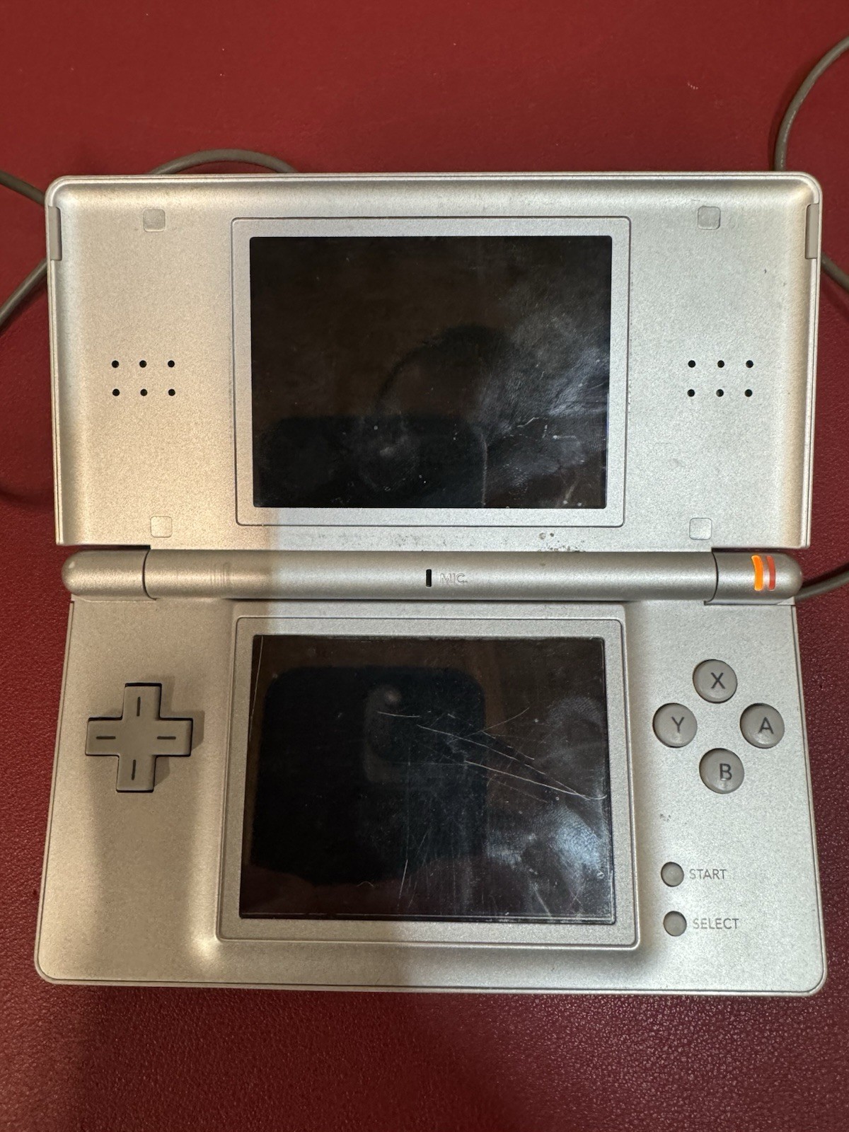 Nintendo DS Lite Console USG-001 with charger Gloss Silver 2 Games