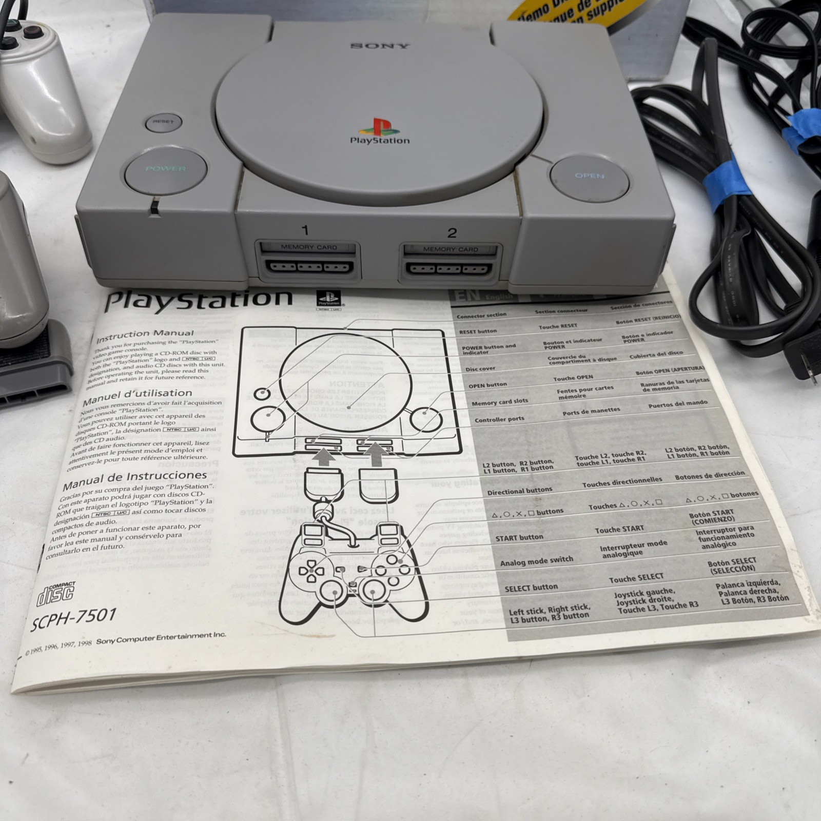 Sony PlayStation 1 Video Game Console – With controller – Box Included – Gray