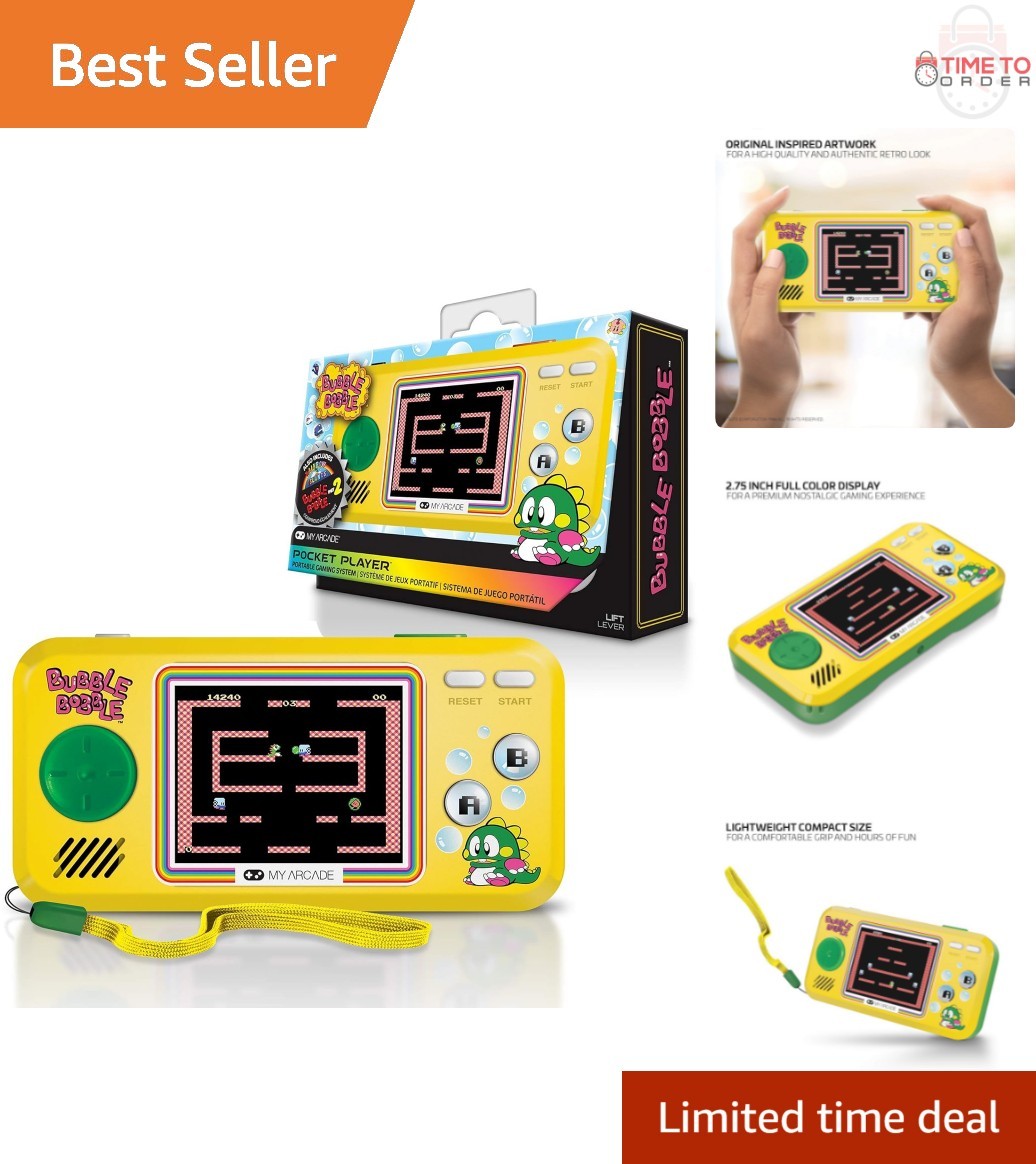 Pocket Game Console Handheld LCD 3 Games Retro Color Display Compact