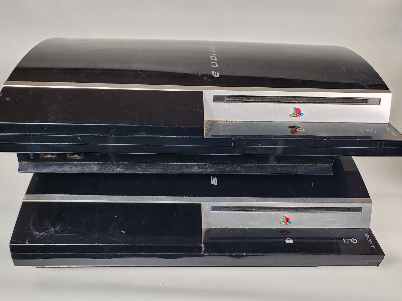 Two Sony PlayStation 3 PS3 Cechk01 Fat Consoles 80G (Both working with issues)