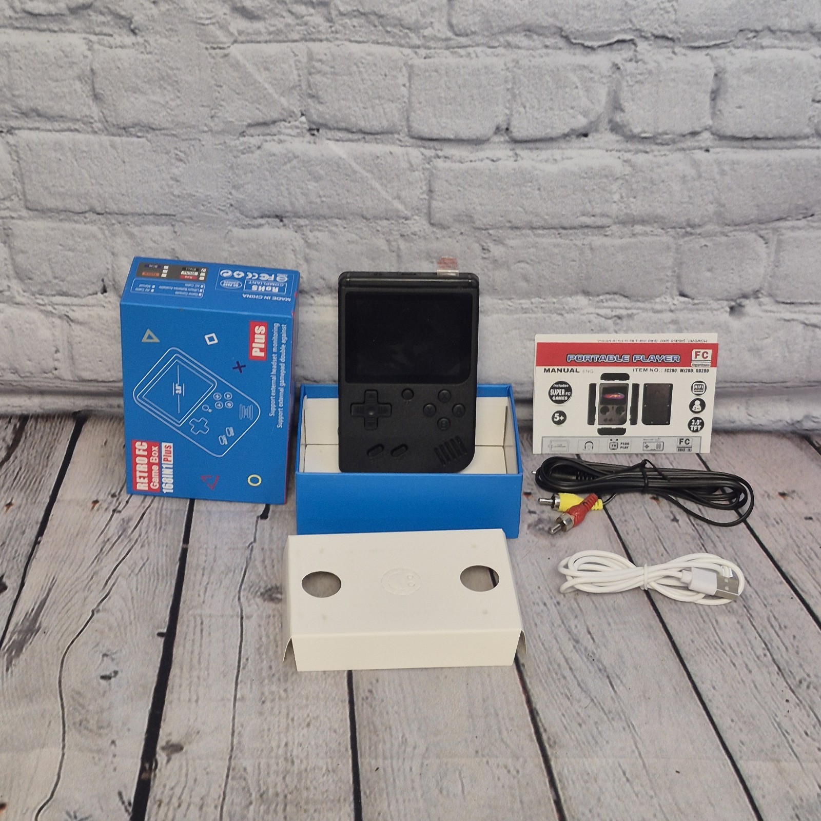 Retro FC 168 In 1 Plus Handheld Game Console 3.0 Screen Black Tested Works Great