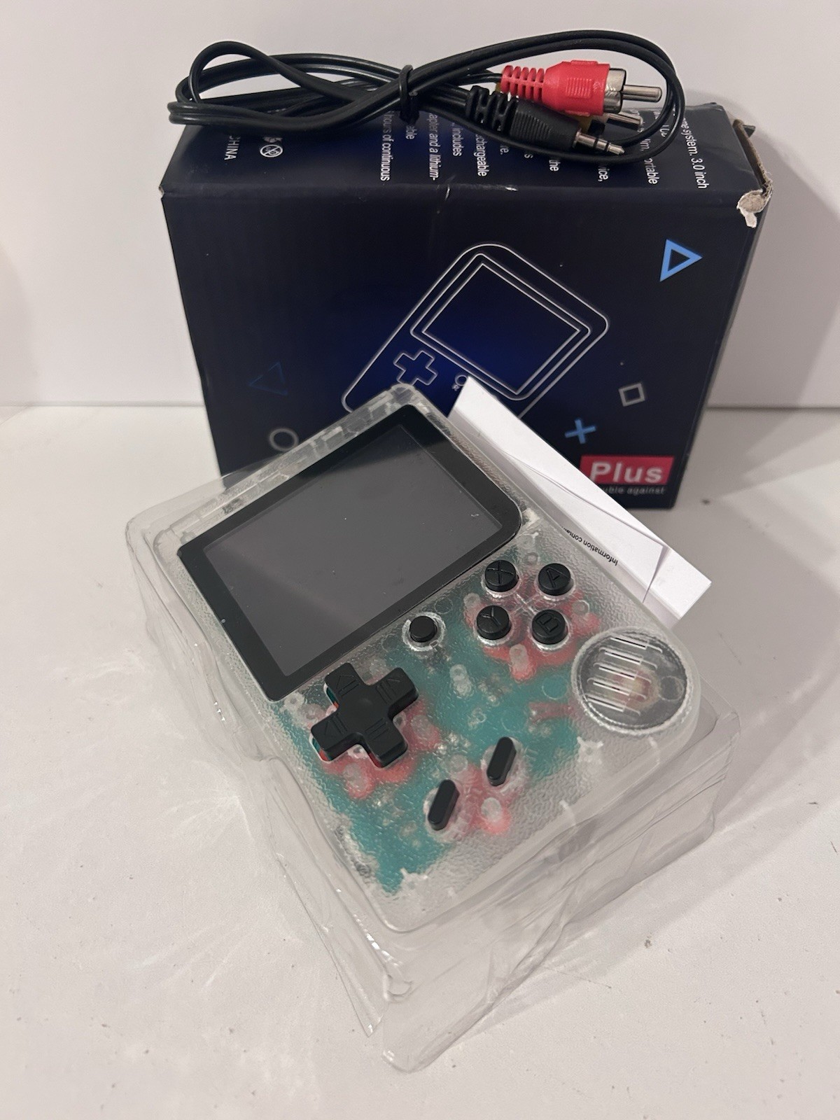 Game Box Plus- Hand Held Game System, Rechargeable Battery, Clear