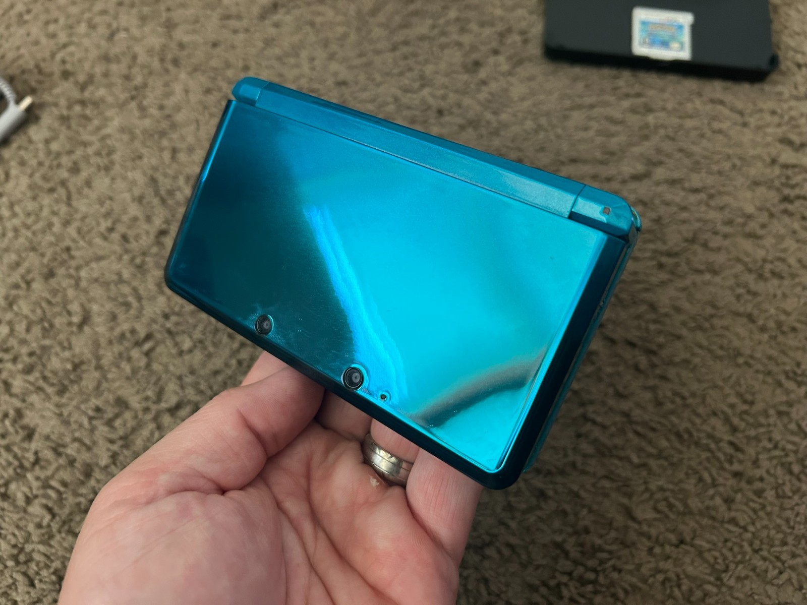 Nintendo 3DS Handheld System Aqua Blue + Pokemon: Alpha Sapphire bundle lot