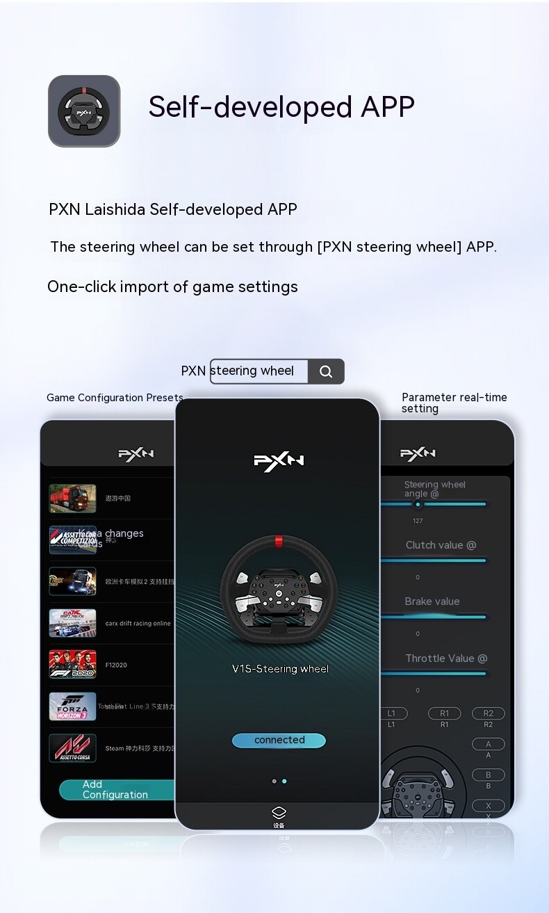 PXN V10 Game Aiming Wheel Force Feedback Racing Game Aiming Wheel Compatible Wit