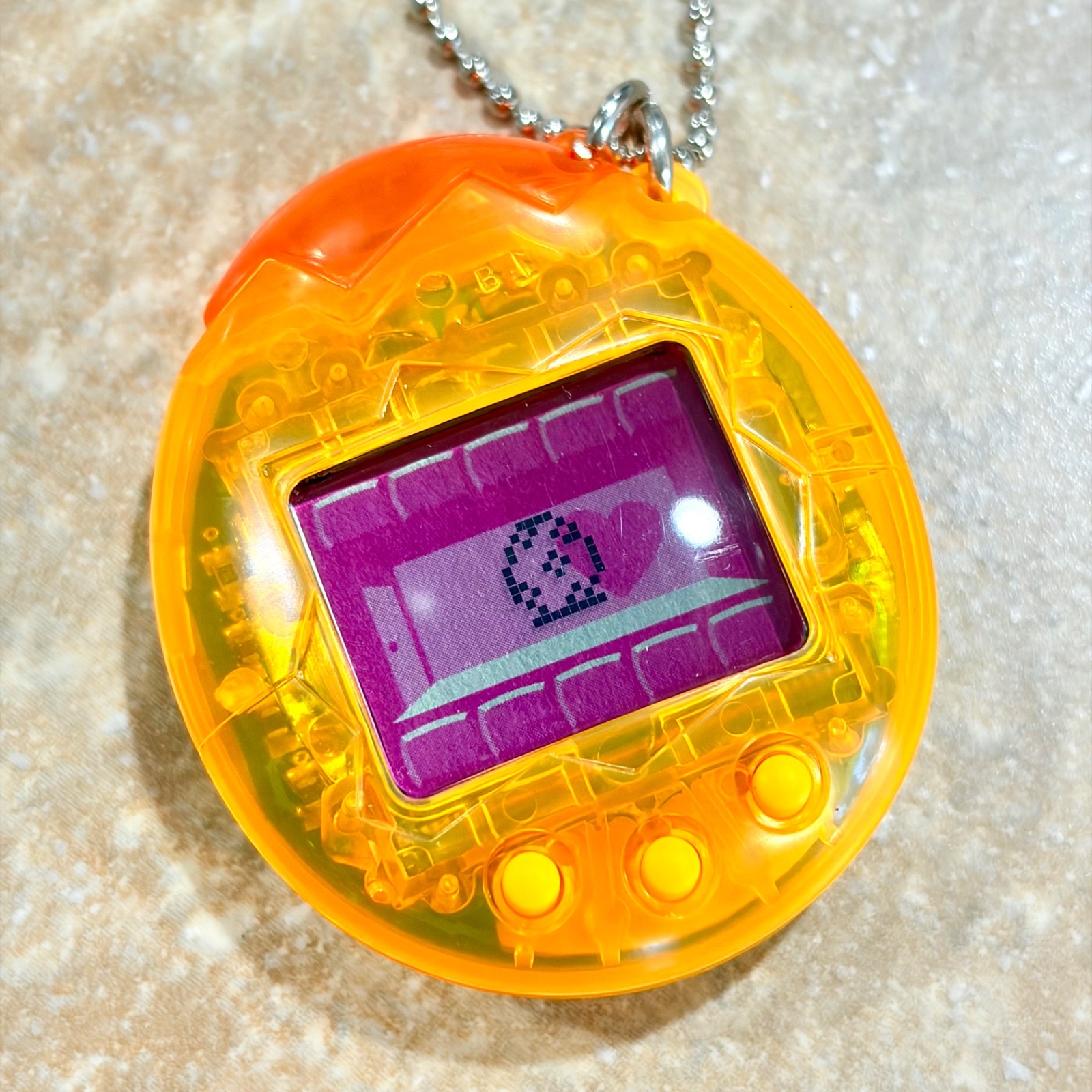 Bandai Tamagotchi (Osutchi Mesutchi) Clear Orange 1997 Digital Pet Japan TESTED