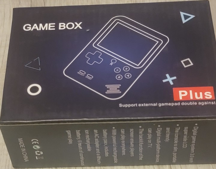 Game Box Plus Handheld System 3.0in Backlit LCD Rechargeable AV Cable Black