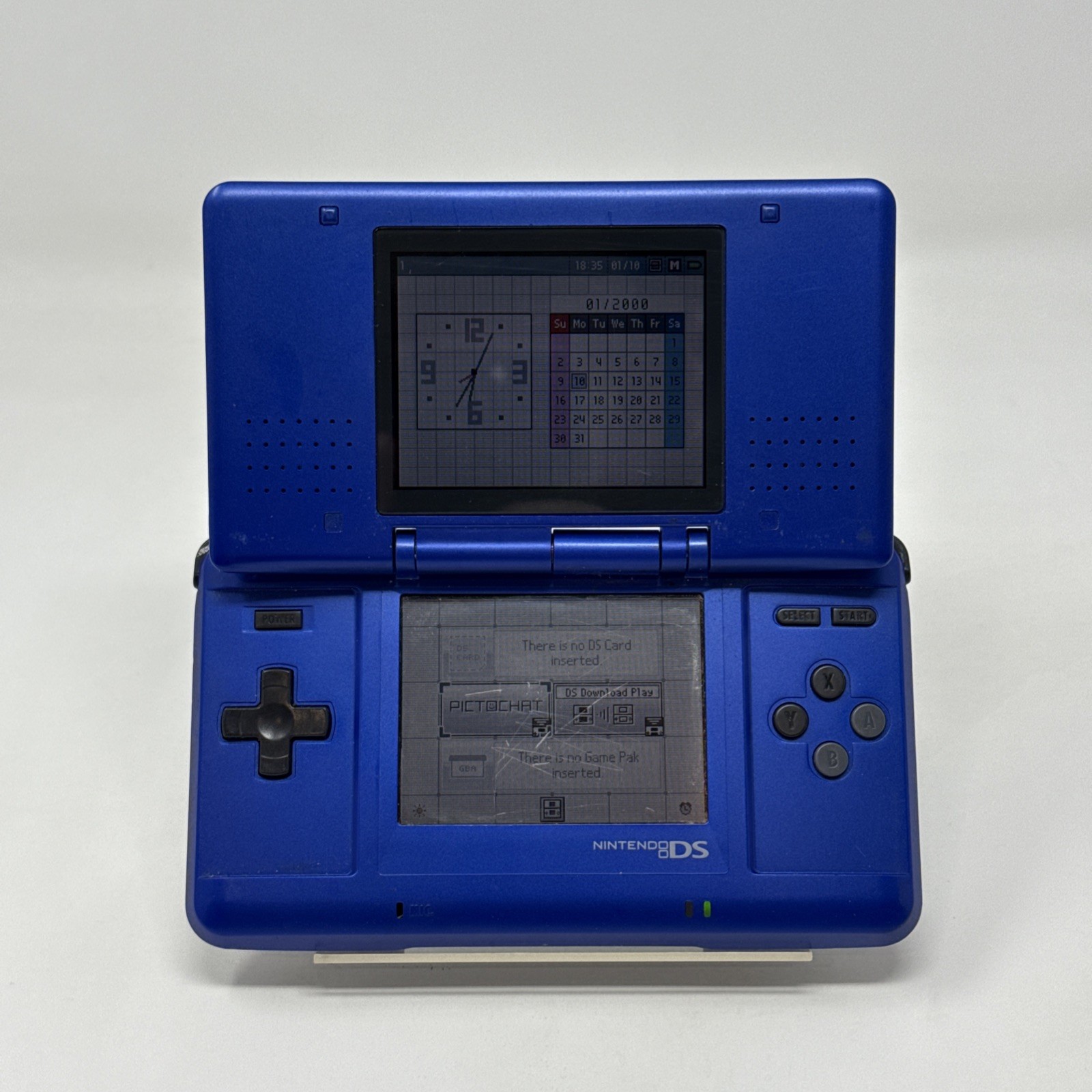 Nintendo DS Blue NTR-001 Handheld System Console (No Stylus or Charger) Tested