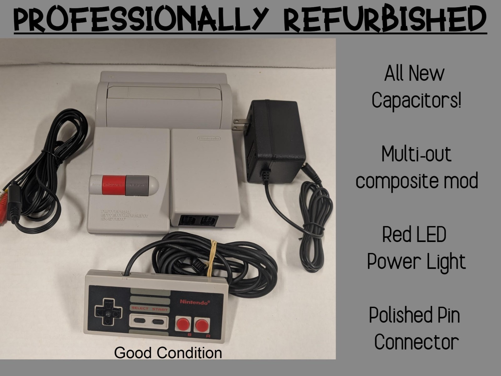 Nintendo NES Toploader. Nes-101. New Caps, Composite Multi-out & Power light!