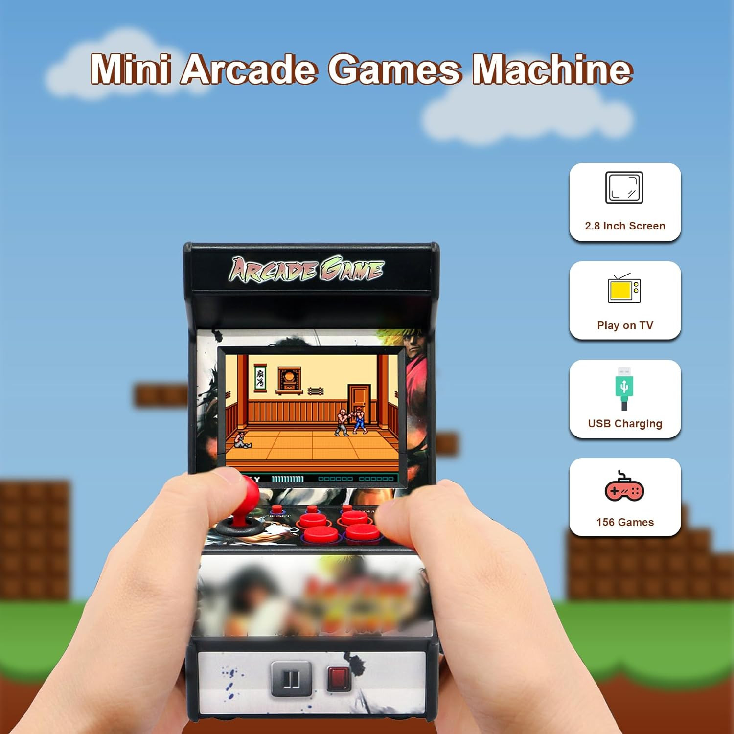 Retro Game Machine for Kids, Handheld Video Game Console with 156 Classic 16-Bit