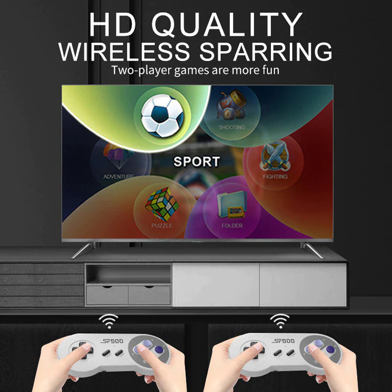 SF900 Retro Game Console HD Video Game Stick with 1500 Games for SNES Wireless C