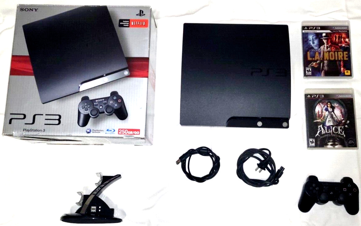 PS3 SONY PLAYSTATION 3 250GB Console! Charger Alice Madness LA Noire WITH BOX!!