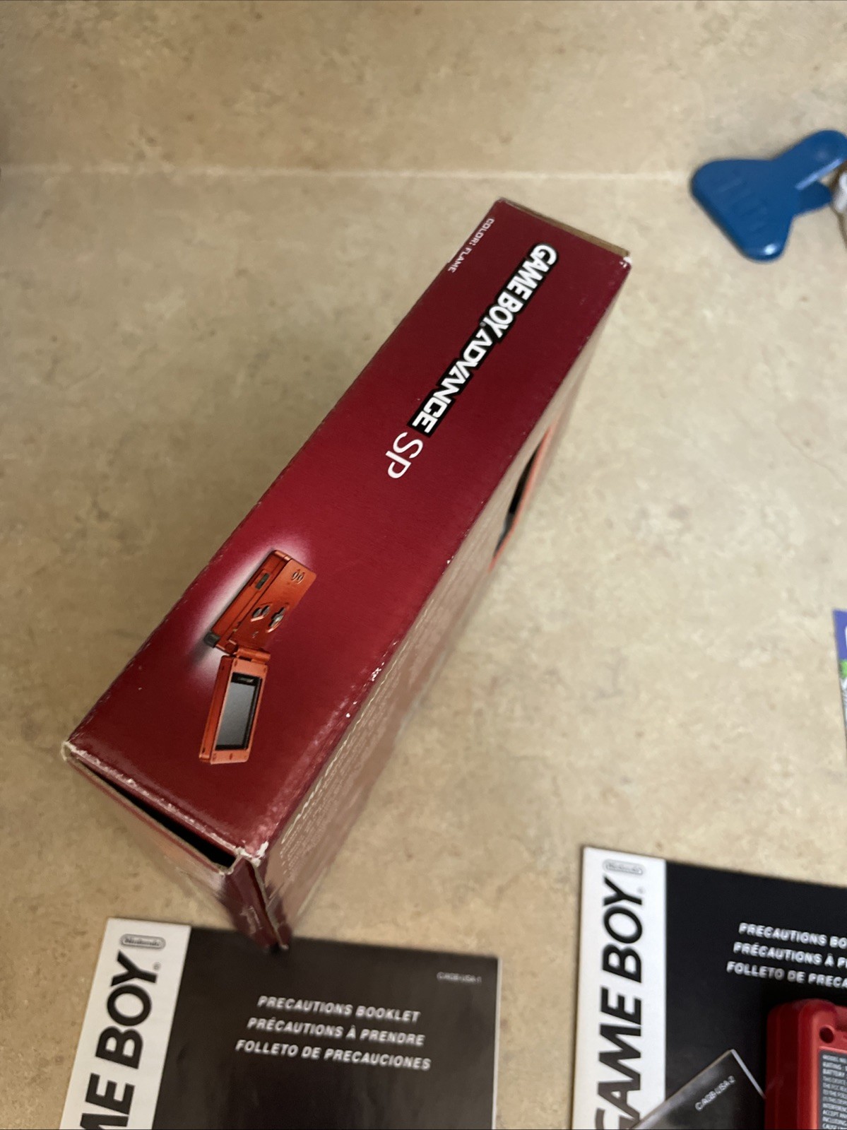Nintendo Game boy Advanced SP Flame Red AGS-001 CIB w/ Box Charger Manuals CLEAN