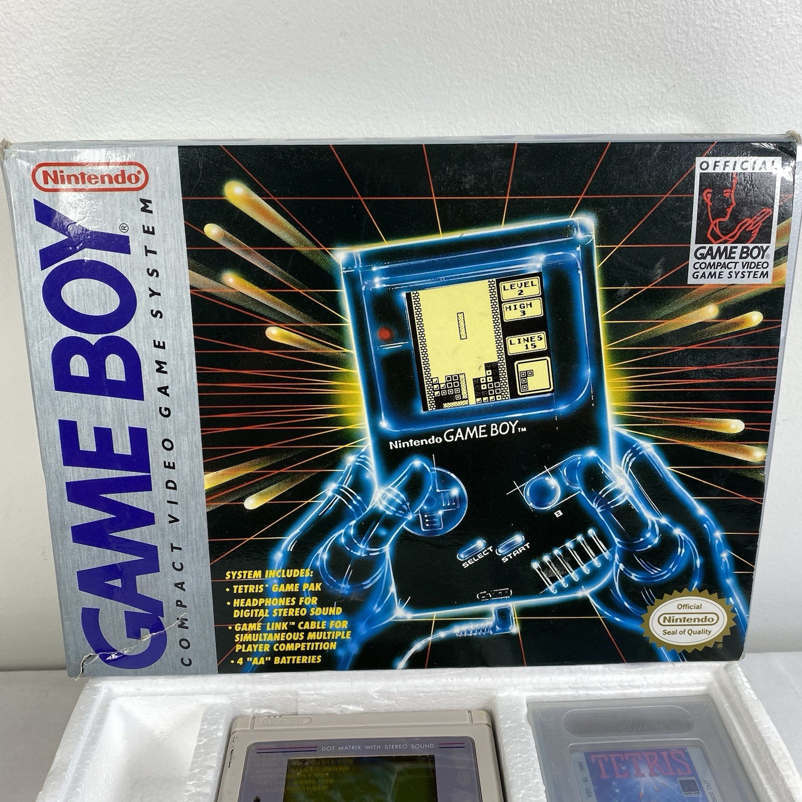 Original Nintendo Game Boy Console System Near Complete w/ Box Manual Tetris