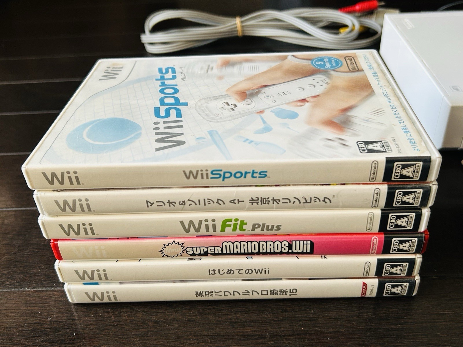 Nintendo Wii White Console Bundle 2 Wii Pink Blue Answers Classic Mario 6 Games
