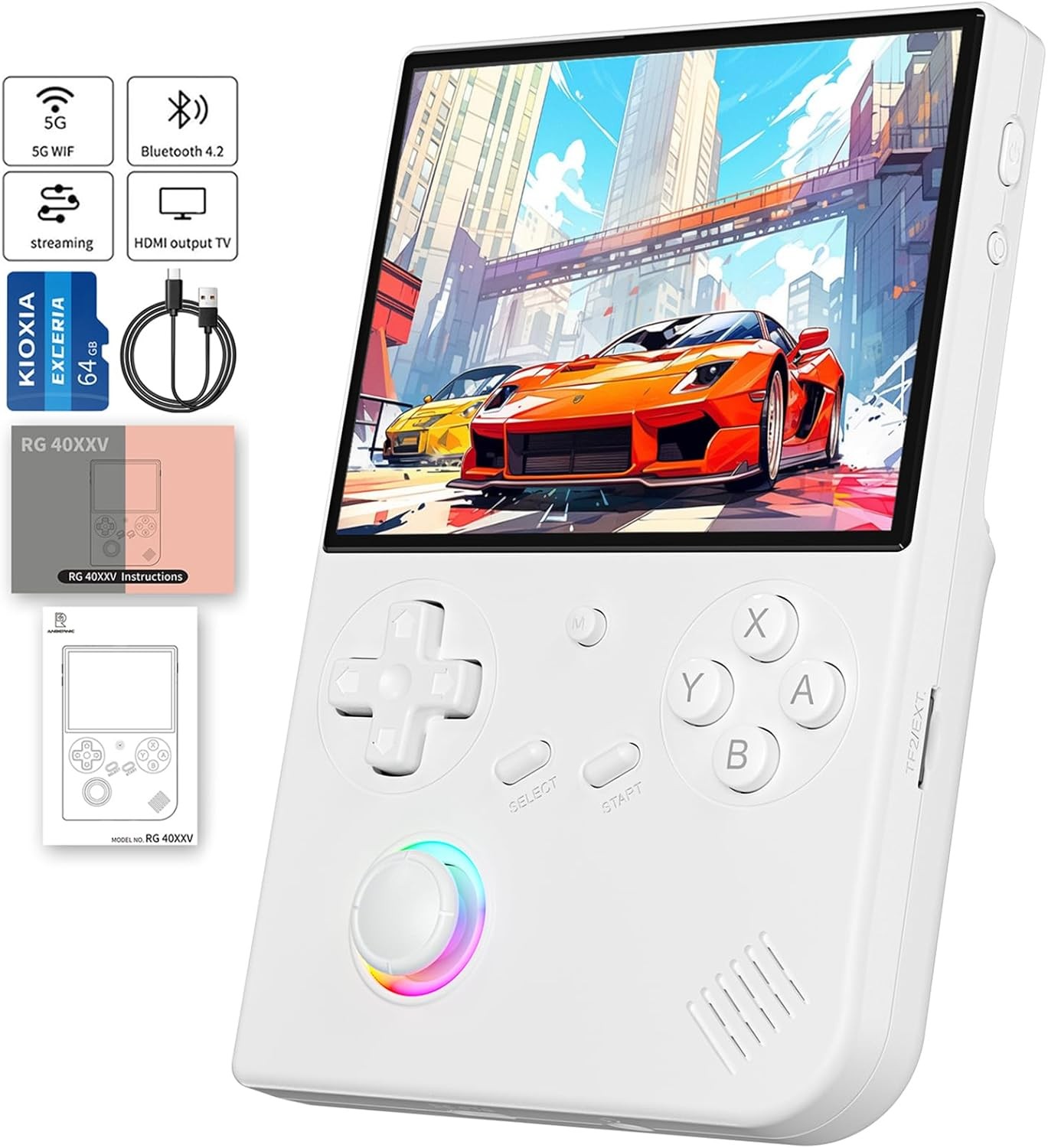 RG40XX V Handheld Console 64GB Black White Linux