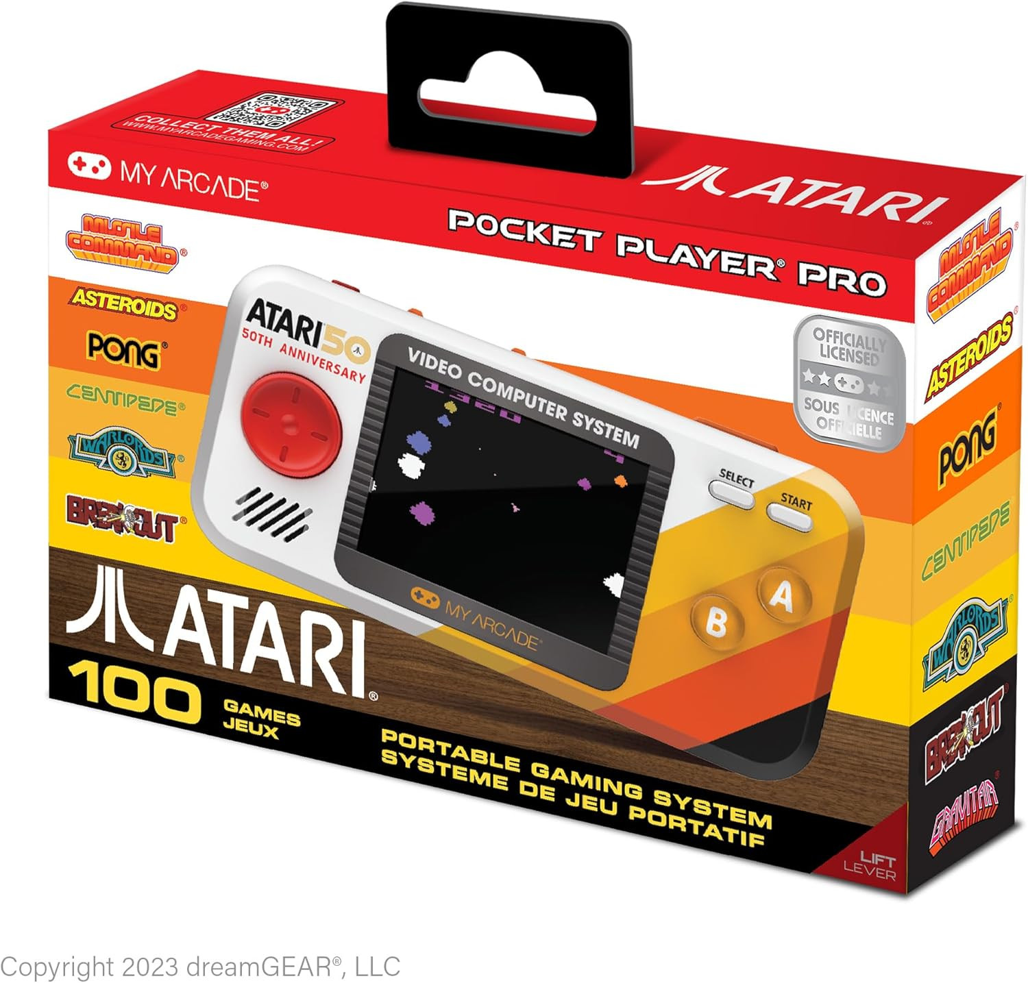 Atari Pocket Player Pro: Portable Handheld Console with 100 Games and Color Disp