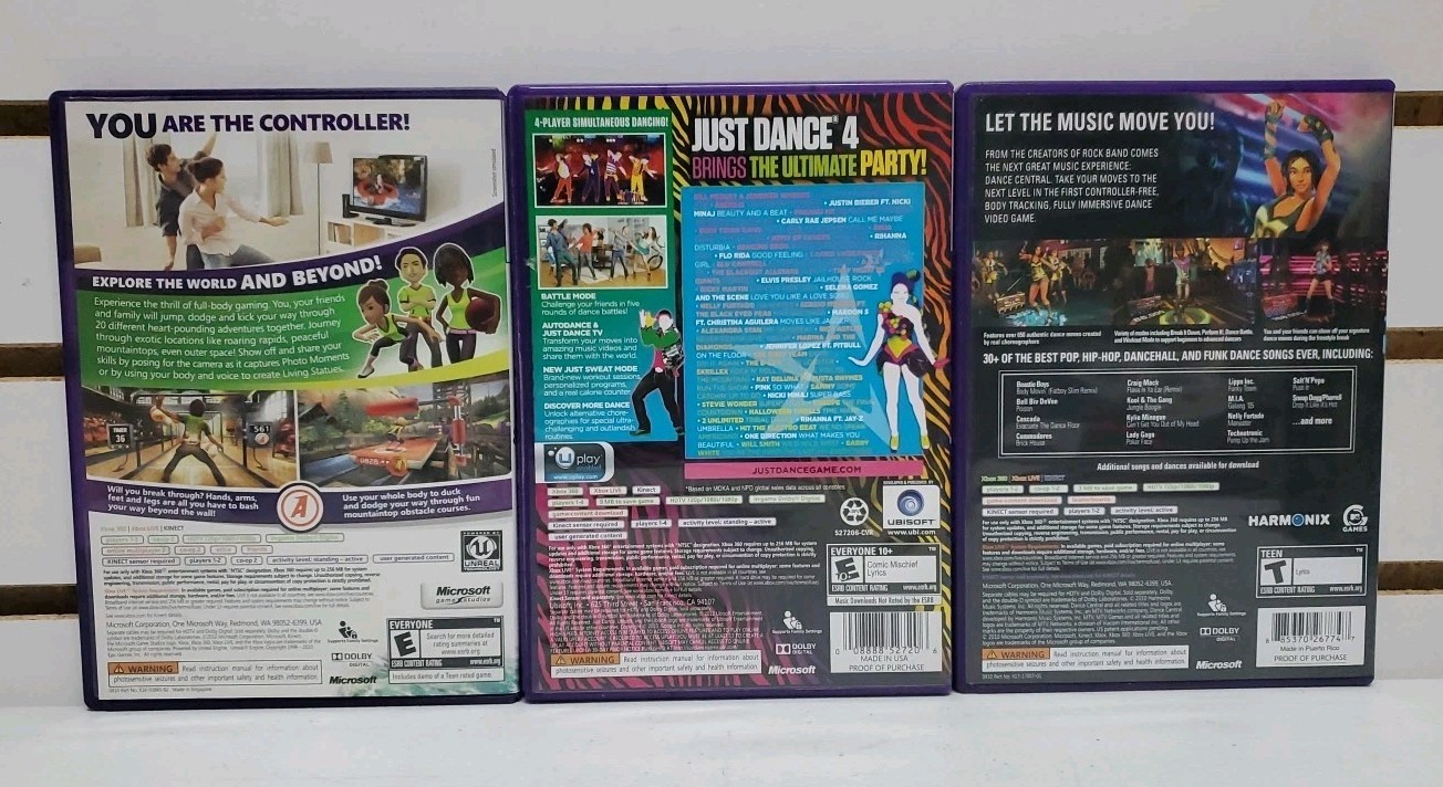 Xbox 360 Kinect Sensor Bar Bundle w/Games – Tested & Works – Lot #13 *READ*
