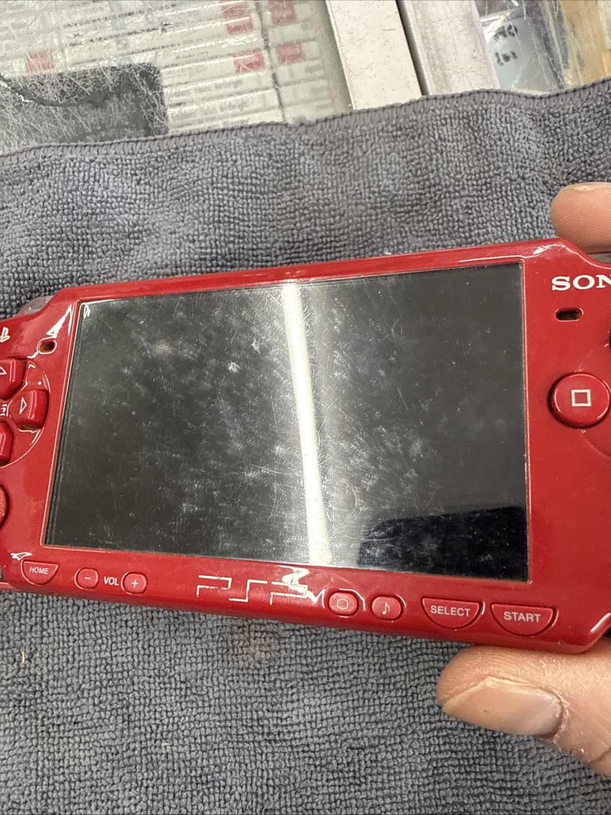 Sony PSP 3000 Console OEM Radiant Red (No Battery & Worn ) Read Games Button Wor
