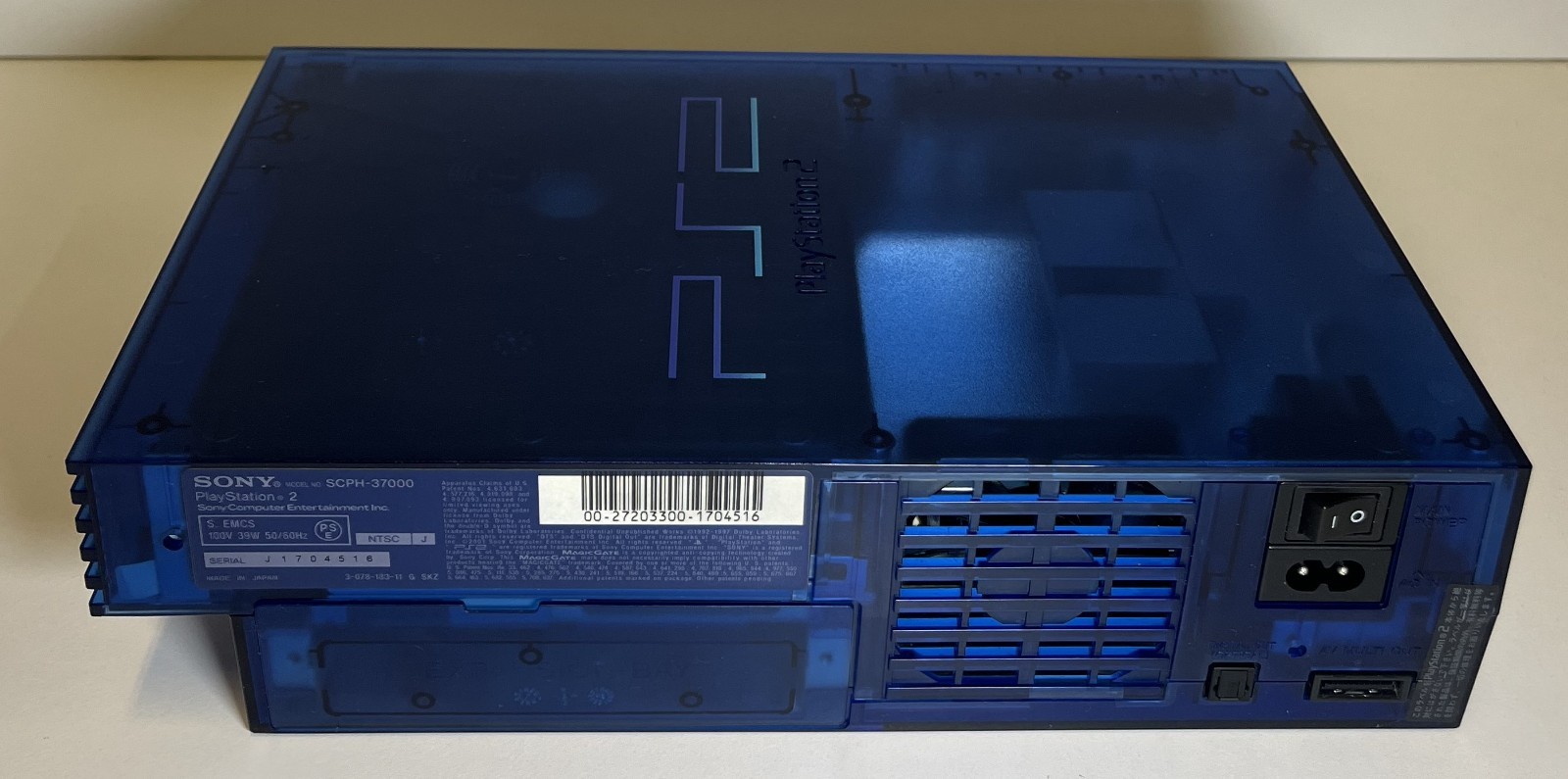 PLAYSTATION 2 LIMITED EDITION OCEAN BLUE SCPH 37000 L JAPAN 2002 CONSOLE