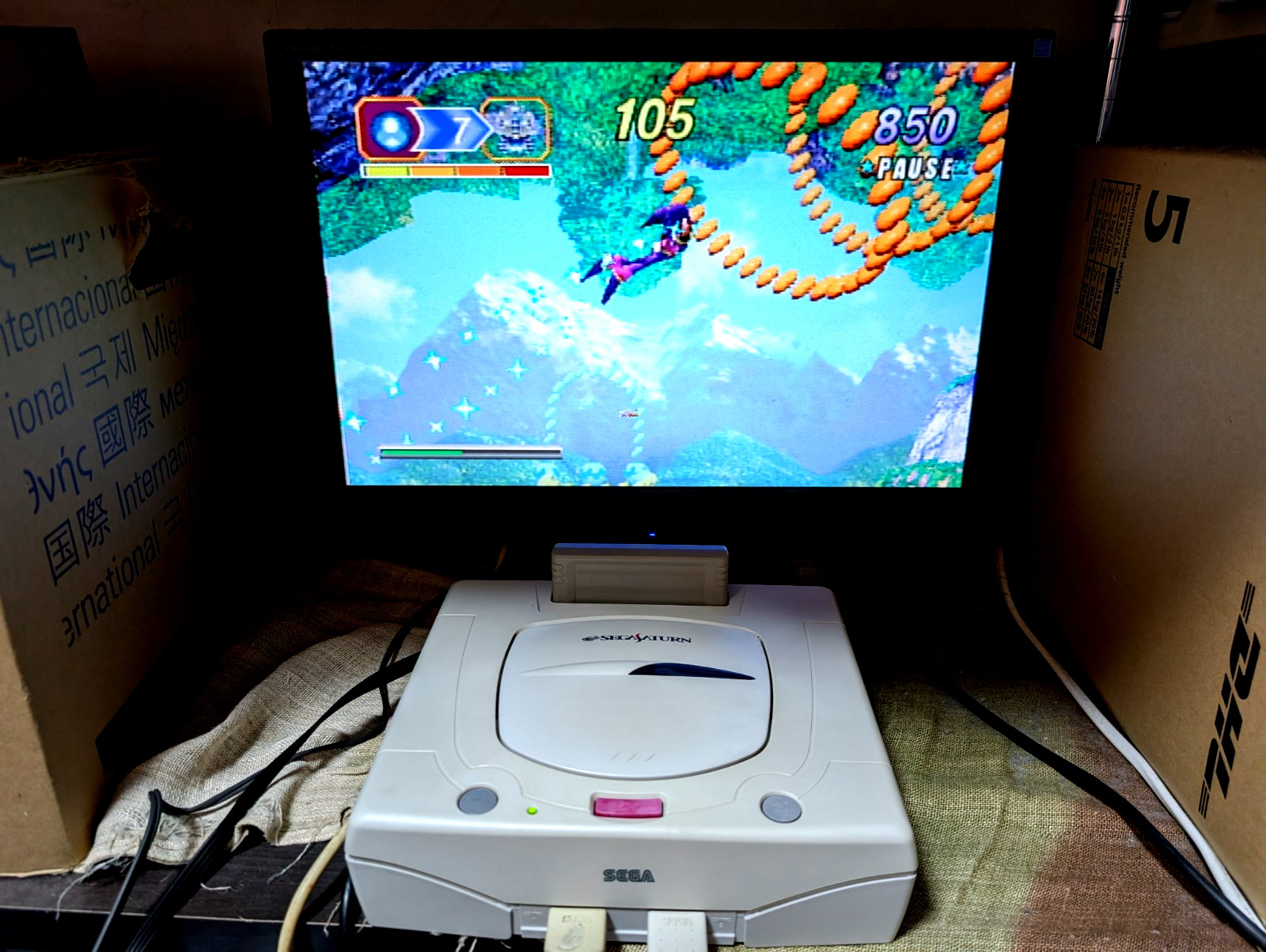 Sega Saturn White Console 3D Multi controller Game soft case Nights Japan