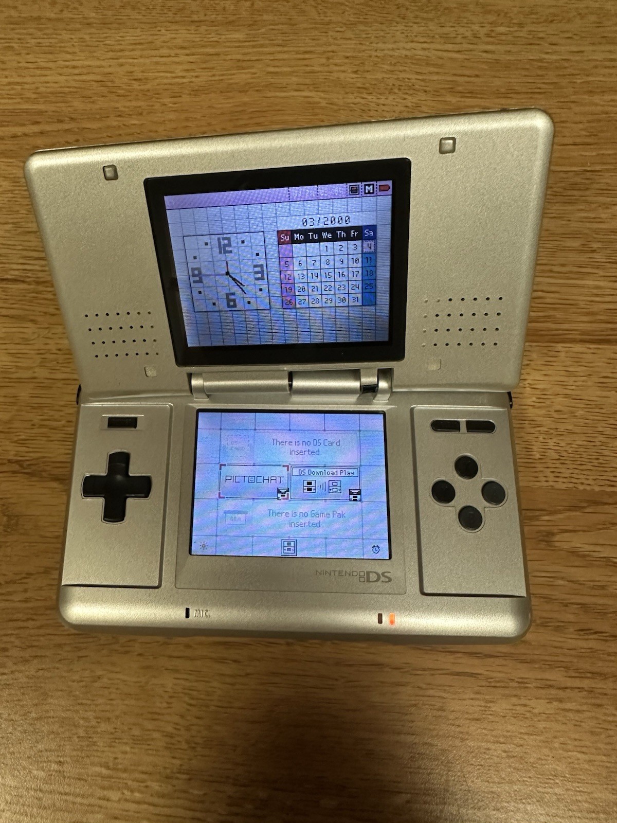 Nintendo DS Silver Handheld System Region Free Bad Hinge T/W