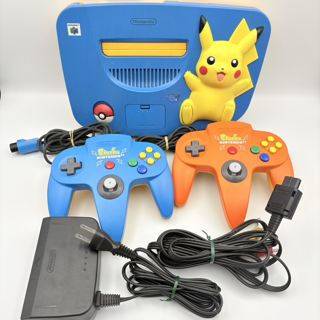 Nintendo 64 Pikachu Edition Blue Yellow Console 2 Controllers Bundle Japan