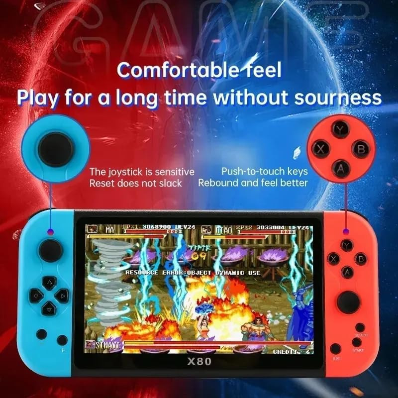 New X80 Bluered Handheld Game Console 16Gb Build in Many Games 7 Inch HD Output