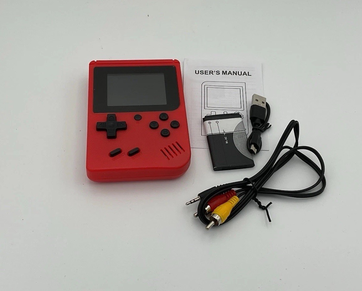 Game Box Plus- Hand Held Game System, Rechargeable Battery, Red Multiple Games