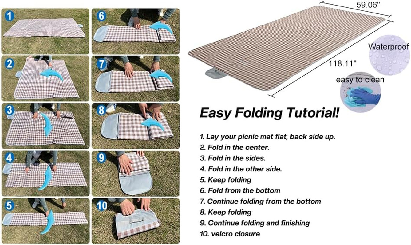 Picnic Blanket Outdoor Extra Large Picnic Mat 80″X60″ Camping Blanket Beach Blan