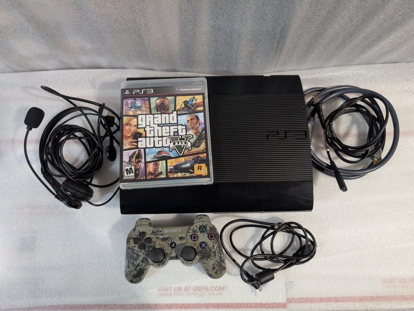 PS3 Slim 250GB With all cables, Controller, GTA 5 + Headset BUNDLE