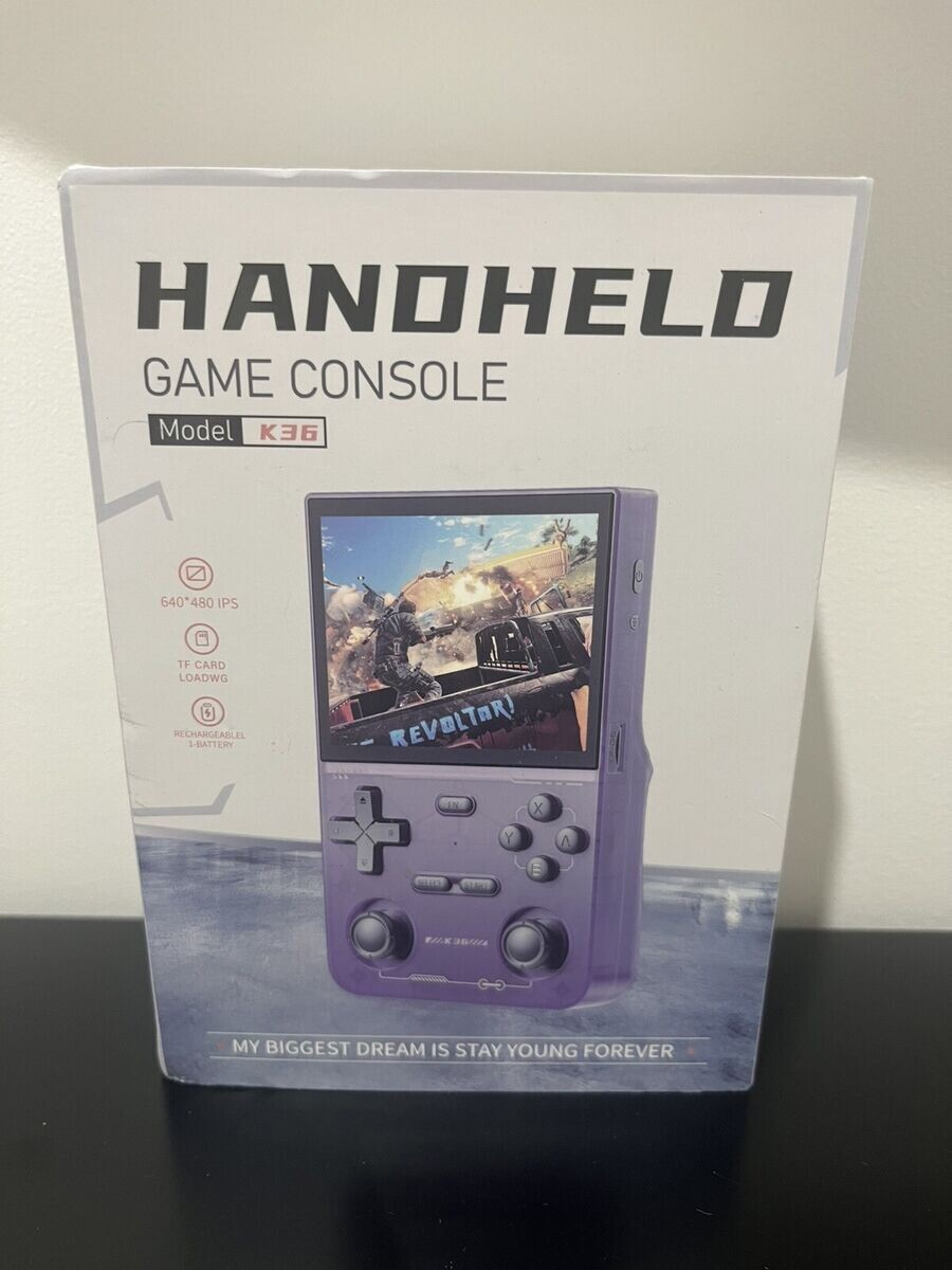 K36 Retro Handheld Video Game Console 16000 Games Emulator 3.5 Inch purple