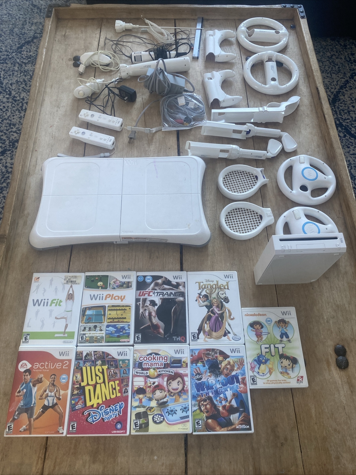 Nintendo Wii RVL-001 USA Video Game Console Controller 9 Game Bundle MANY EXTRAS