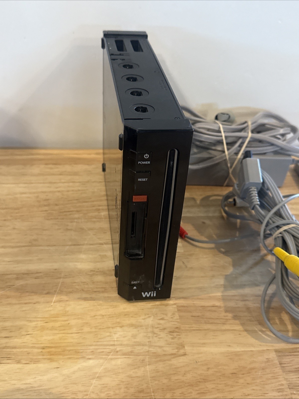 Nintendo Wii RVL-001 BLACK Console Tested Working W/ CablesNo Front/drop Covers