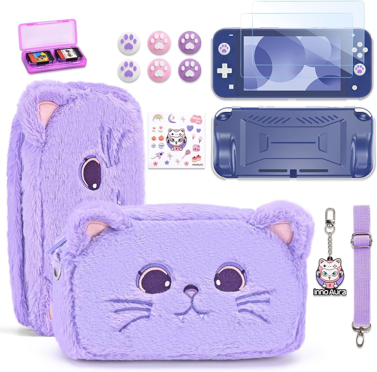 Switch Lite Protective Case Bundle with Game Card Holder and Screen Protectors