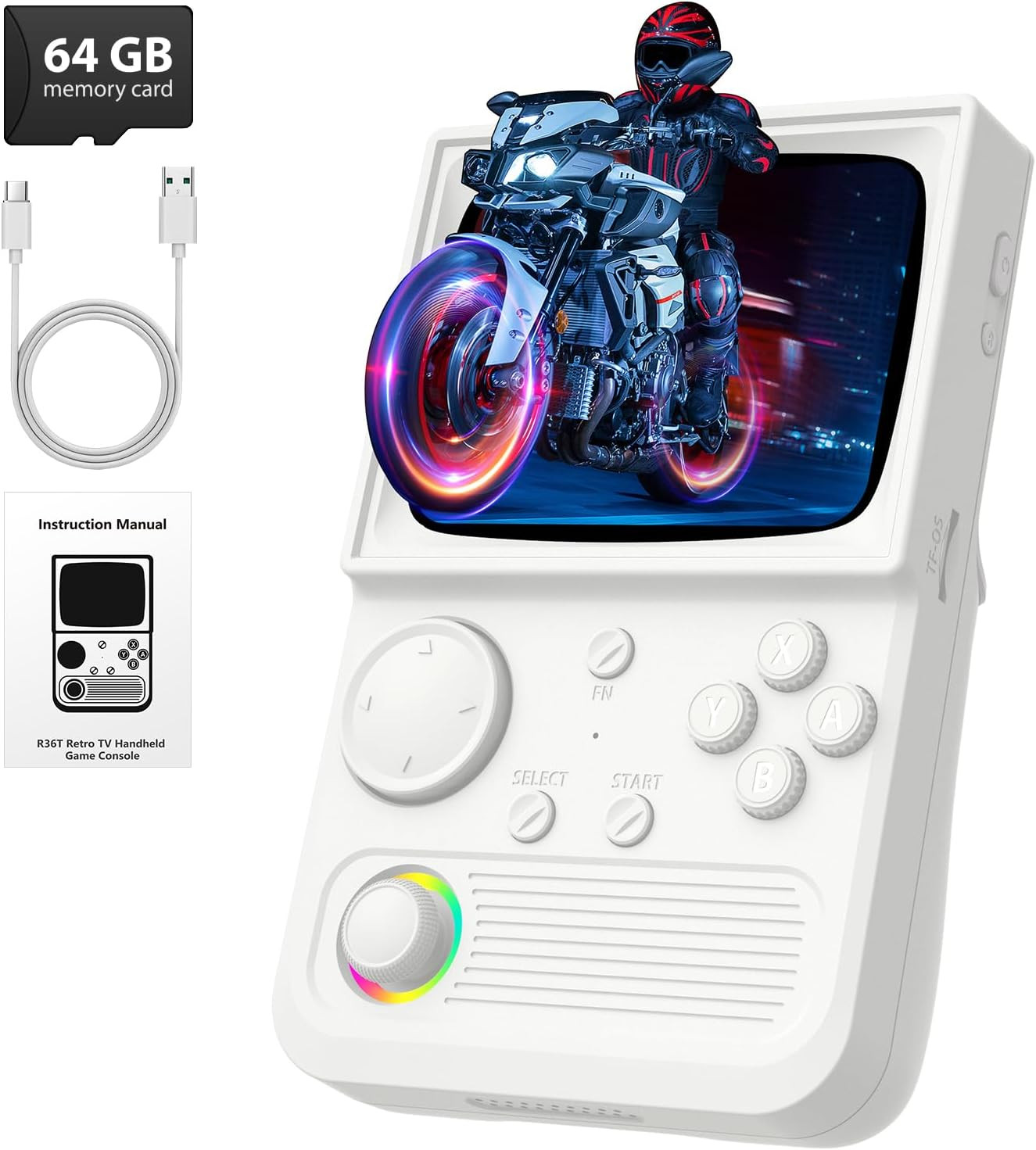 R36T Retro Handheld Game Console, Portable Retro Gaming Console with 3.5” Crt-In
