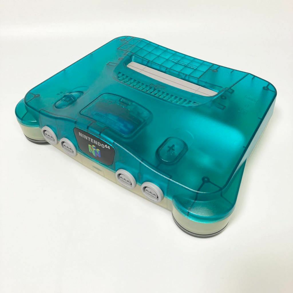Nintendo 64 N64 Console Clear Blue & Controller & charger In Box Exc