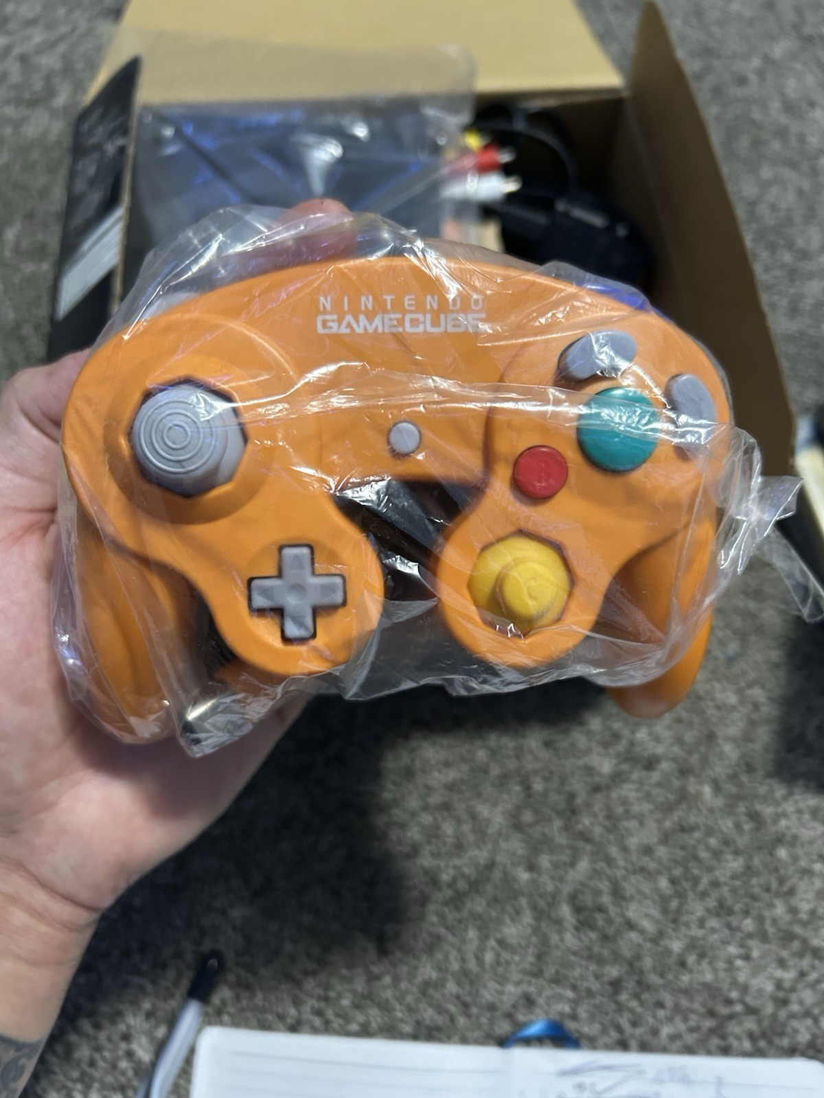 Nintendo GameCube Orange DOL-001 Game Console Tested US/Canada Discs Bundle
