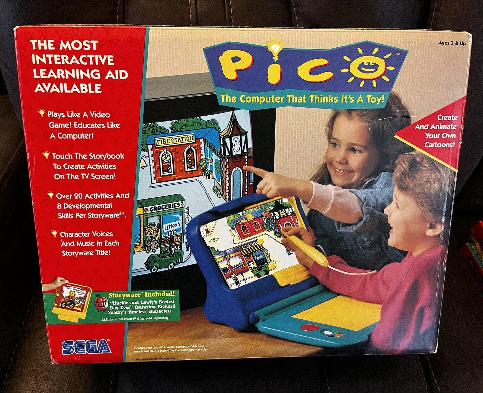 SEGA PICO LEARNING SYSTEM CONSOLE ORIGINAL BOX+5 GAMES 3 CIB ALL TESTED WORKING